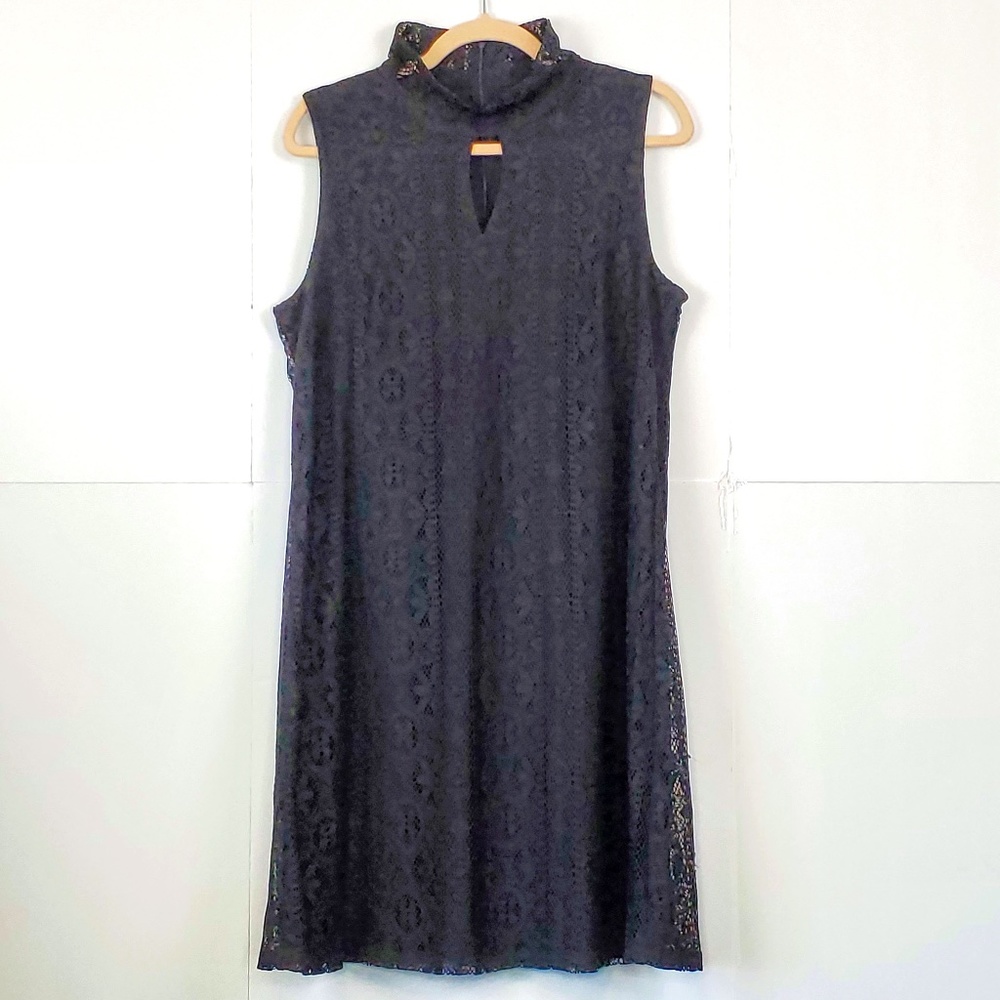 Libby Edelman Black Mock Neck Sleeveless Dress